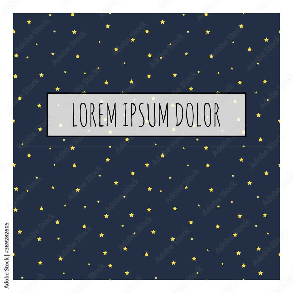 Abstract Night Star Pattern with Frame and Sample Text. Vector Illustration