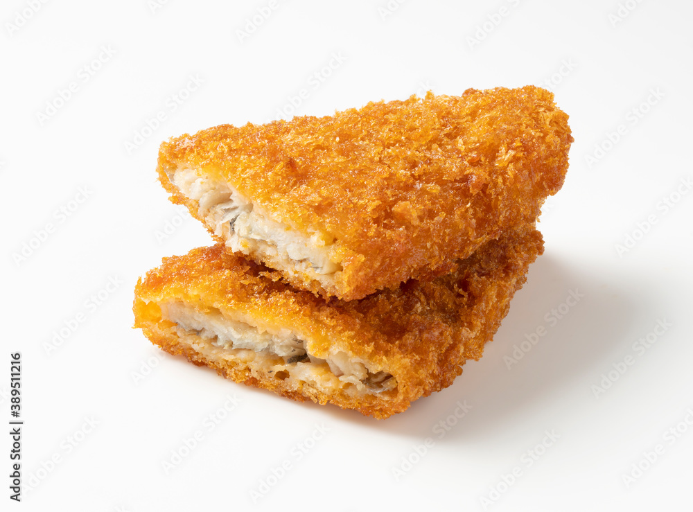 Fried fish on a white background