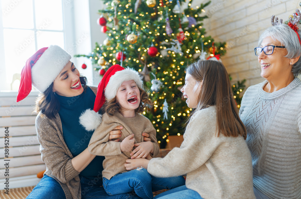 family celebrating Christmas