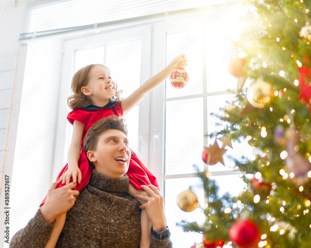 family celebrating Christmas