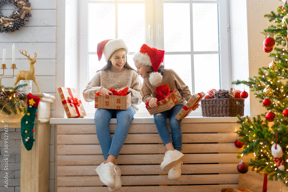 family celebrating Christmas