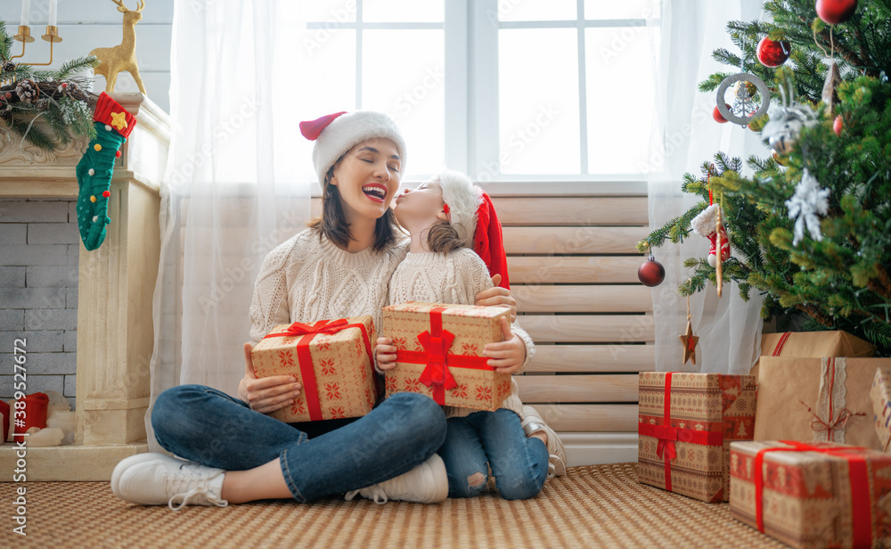 family celebrating Christmas