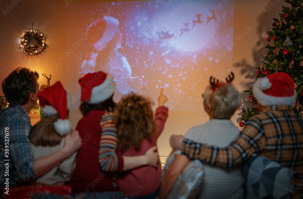 family celebrating Christmas