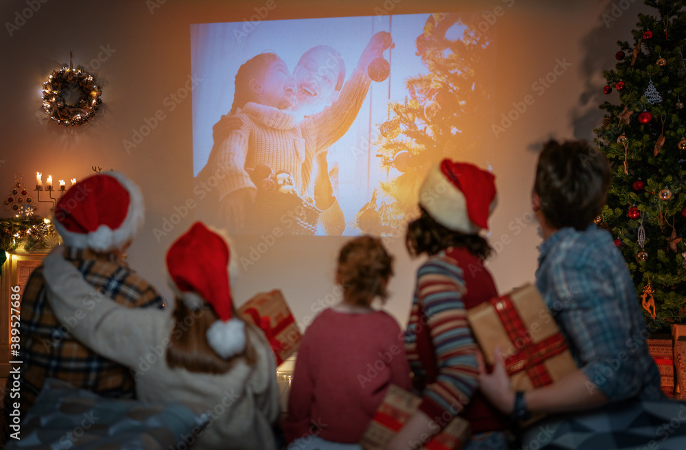 family celebrating Christmas