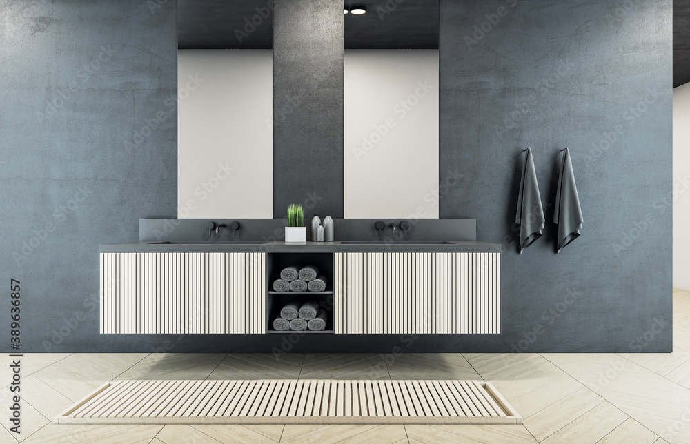 Modern bathroom with concrete wall