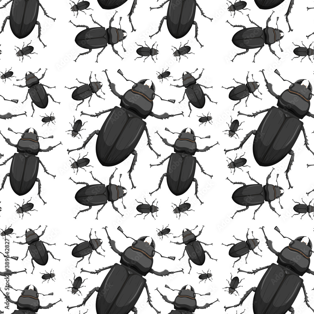 Beetle insect seamless background