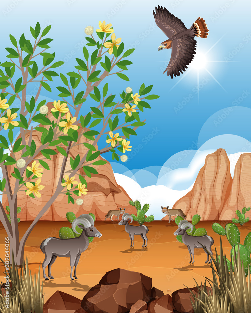 Wild desert landscape at daytime scene