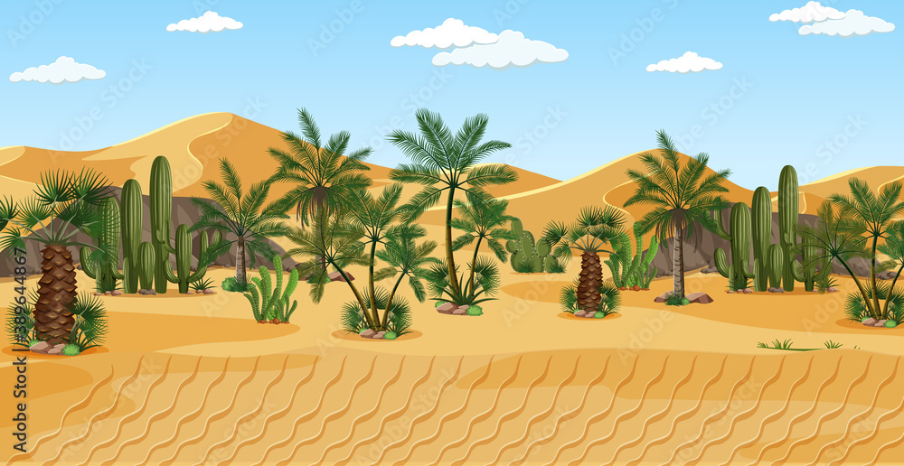 Desert with palms nature landscape scene