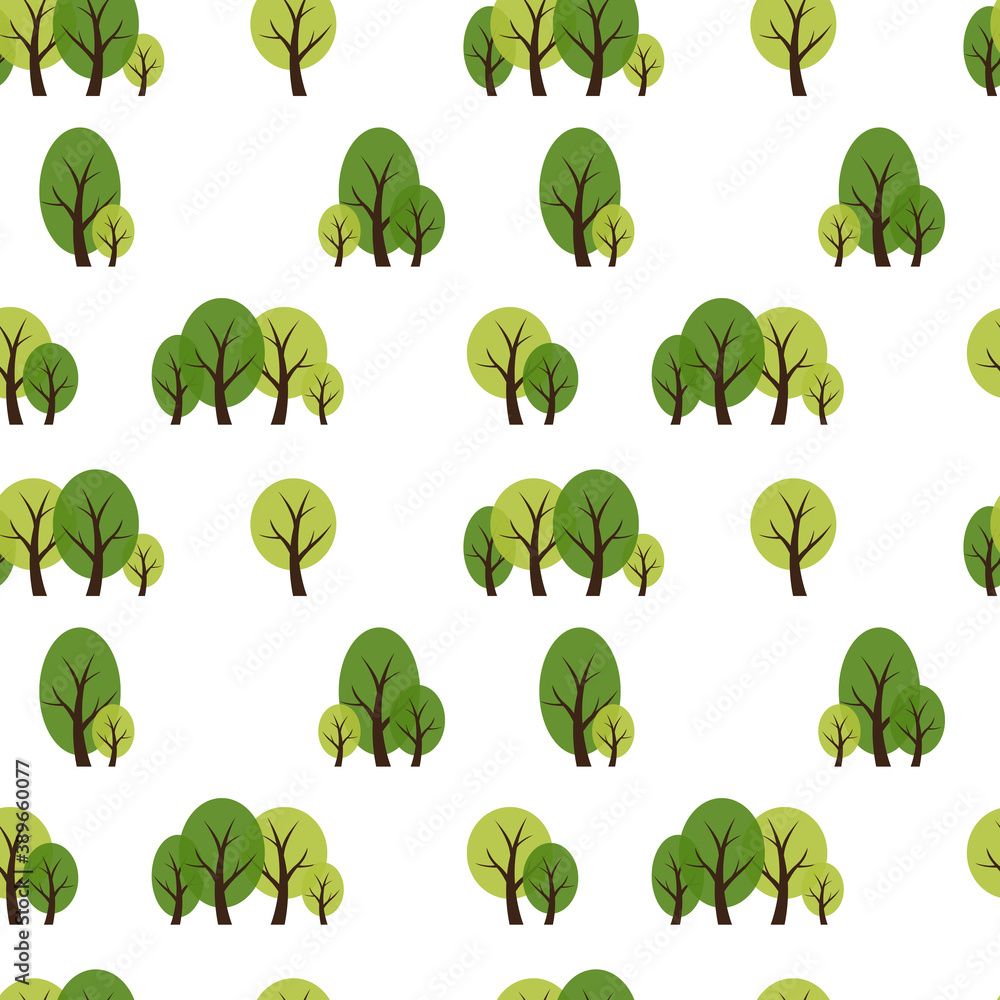 Abstract Forest Tree Seamless Pattern Background. Vector Illustration