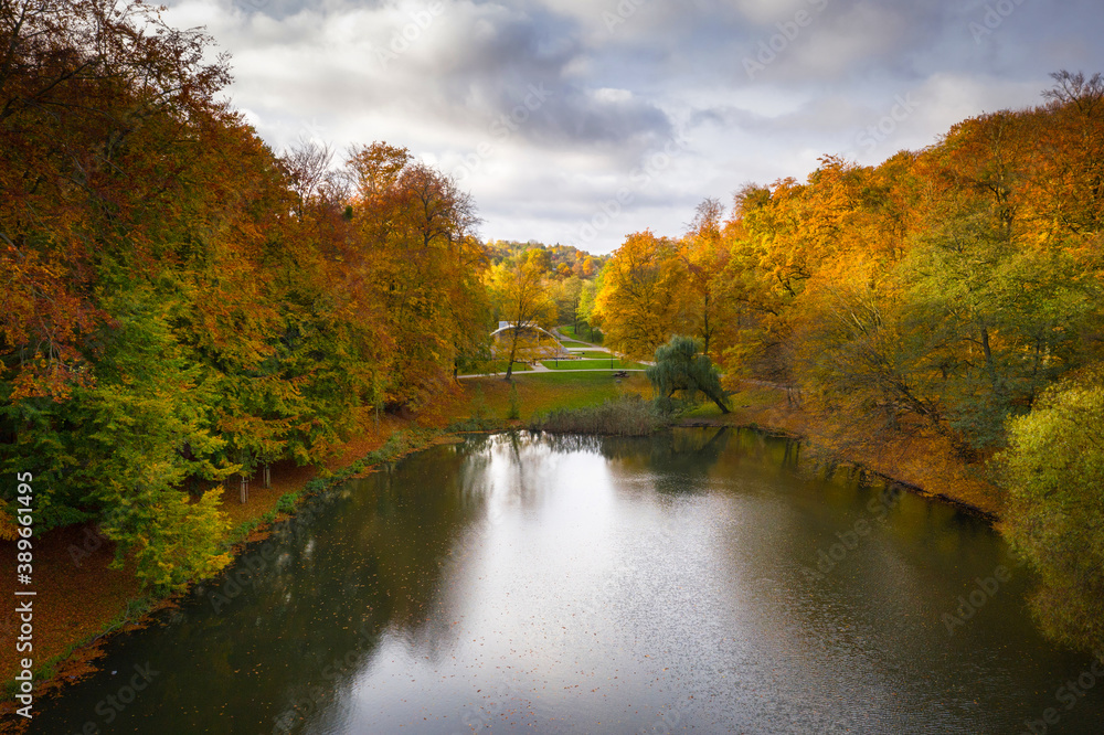 Beautiful autumn in the park of Gdansk Orunia. Poland