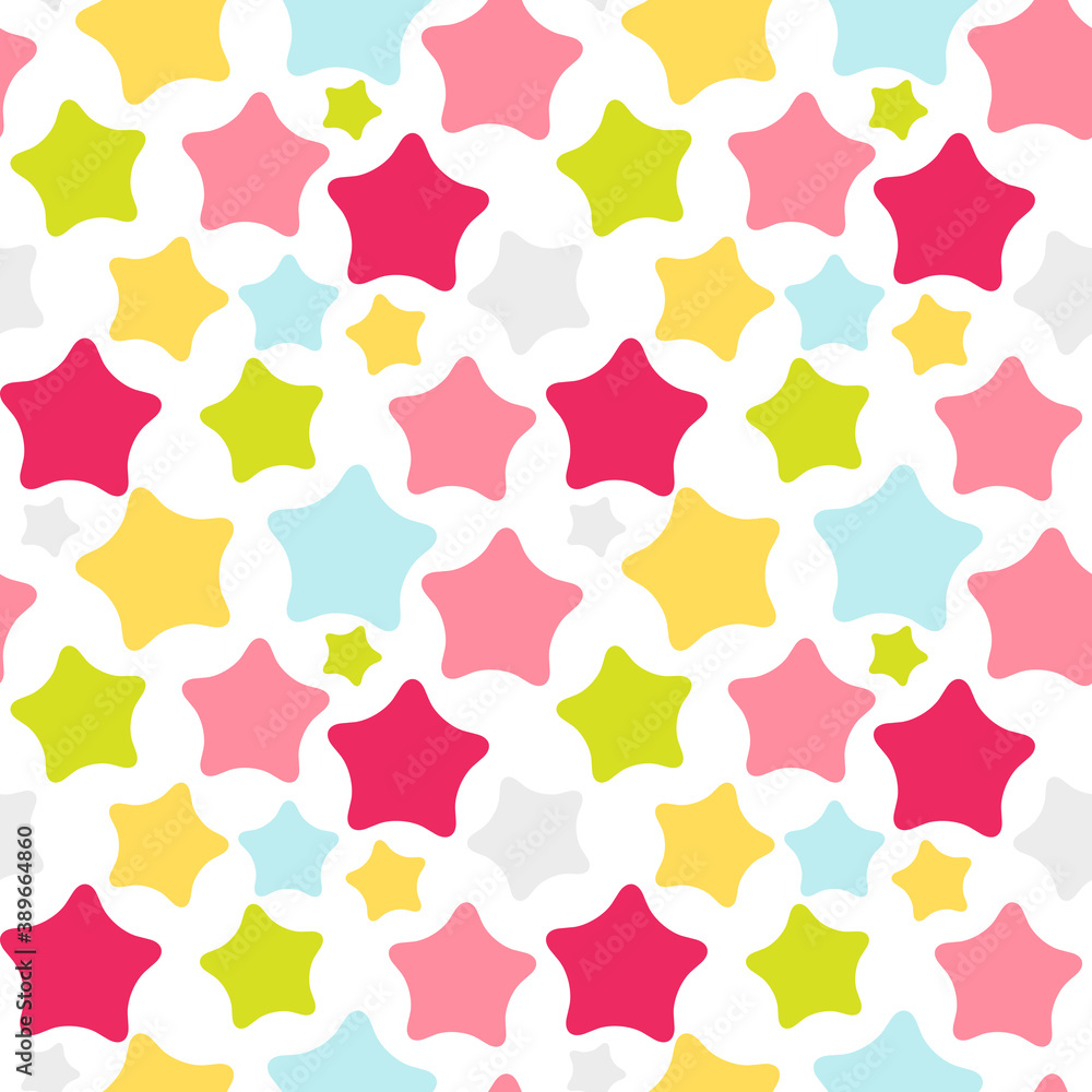 Cute Childrens Seamless Pattern Background with Stars Vector Illustration