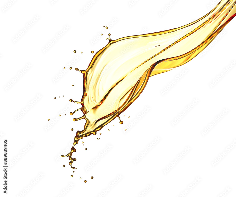 Olive or engine oil splash isolated on white background