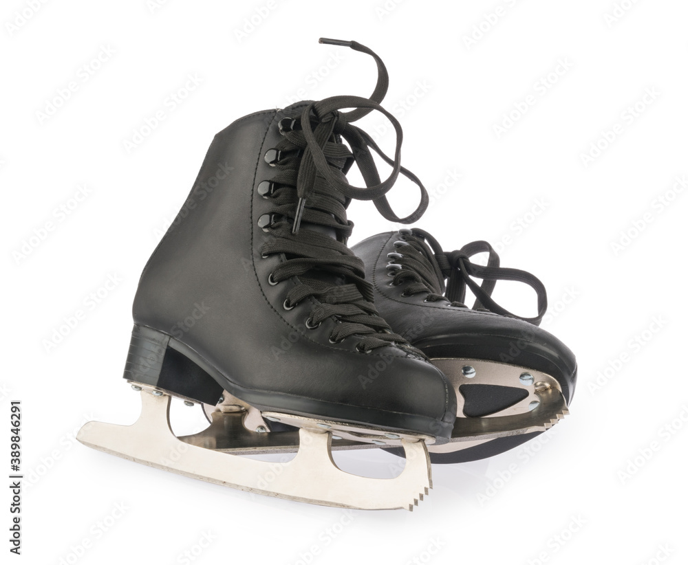 Black figure skates isolated on white background