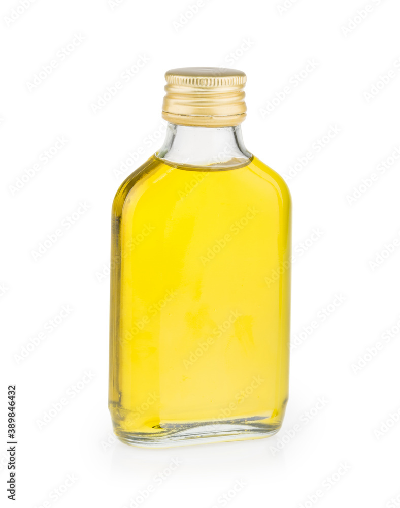 bottle with oil isolated on white background