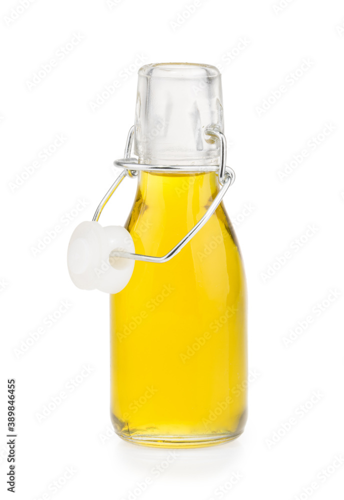 bottle with oil isolated on white background