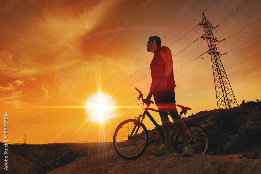 Mountain bike.Sport and healthy life. Extreme sports.Mountain bicycle and man.Life style,recreation 