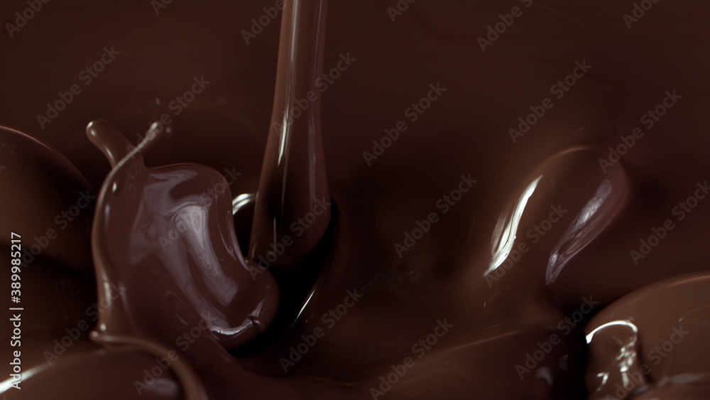 Closeup of splashing hot chocolate