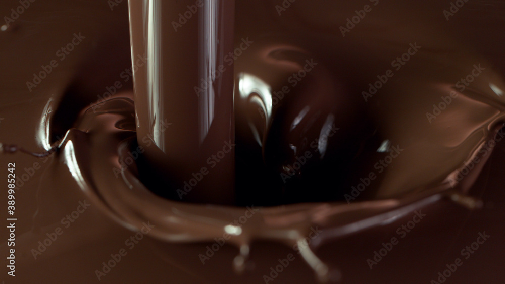 Closeup of splashing hot chocolate