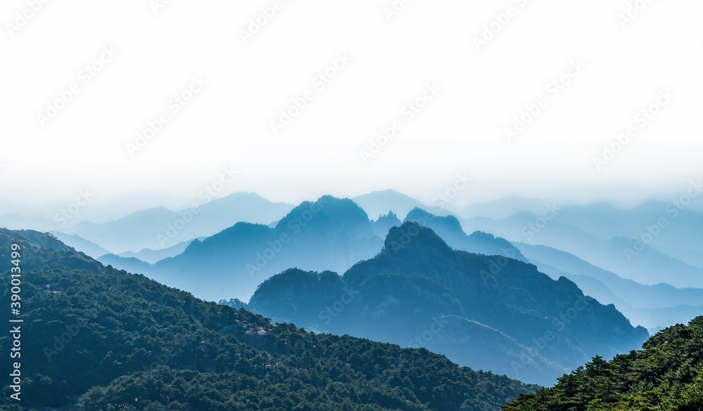 黄山（黄山）景观。联合国教科文组织世界遗产。位于美国黄山