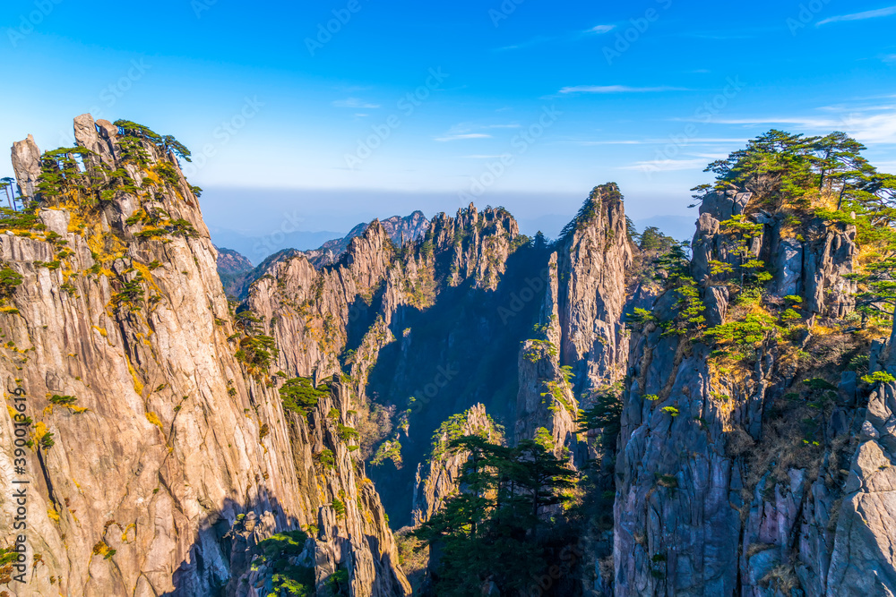 Landscape of Mount Huangshan (Yellow Mountains). UNESCO World Heritage Site. Located in Huangshan, A