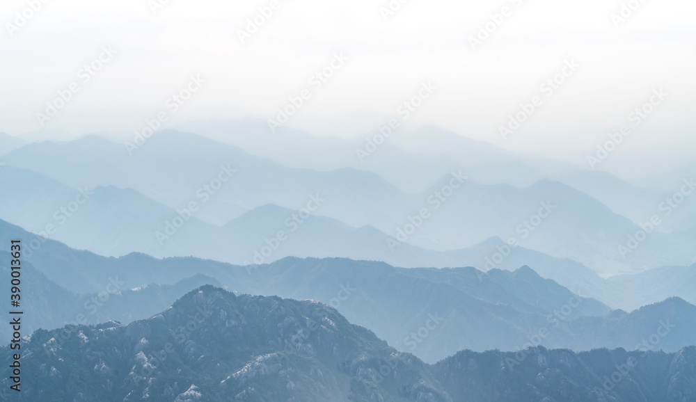 Landscape of Mount Huangshan (Yellow Mountains). UNESCO World Heritage Site. Located in Huangshan, A