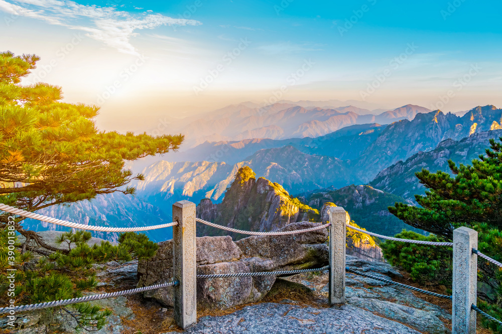 黄山（黄山）景观。联合国教科文组织世界遗产。位于黄山，A