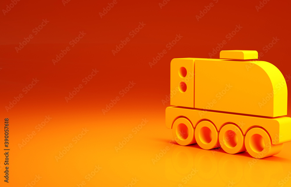 Yellow Mars rover icon isolated on orange background. Space rover. Moonwalker sign. Apparatus for st