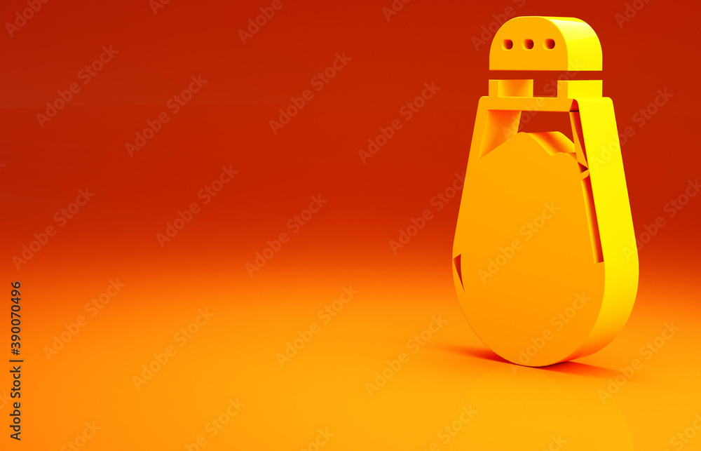 Yellow Salt icon isolated on orange background. Cooking spices. Minimalism concept. 3d illustration 