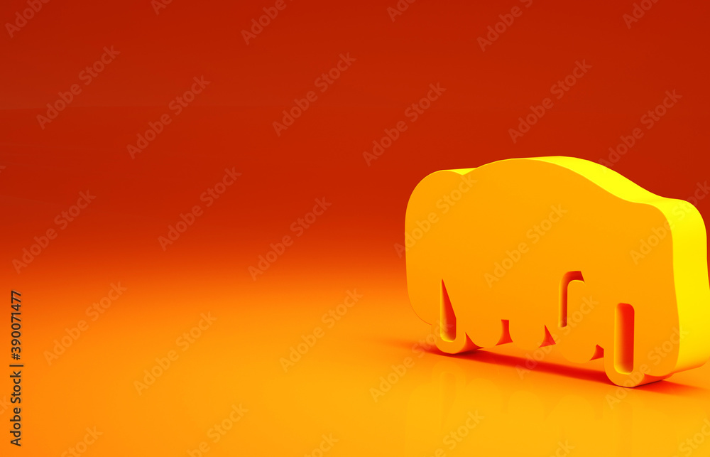 Yellow Grilled pork bbq ribs icon isolated on orange background. Minimalism concept. 3d illustration