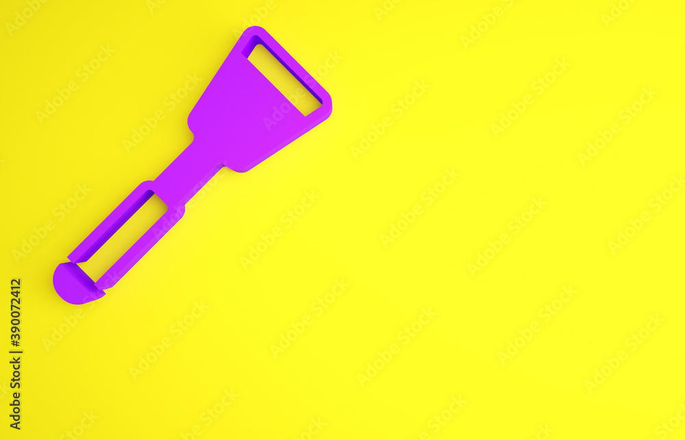 Purple Spatula icon isolated on yellow background. Kitchen spatula icon. BBQ spatula sign. Barbecue 