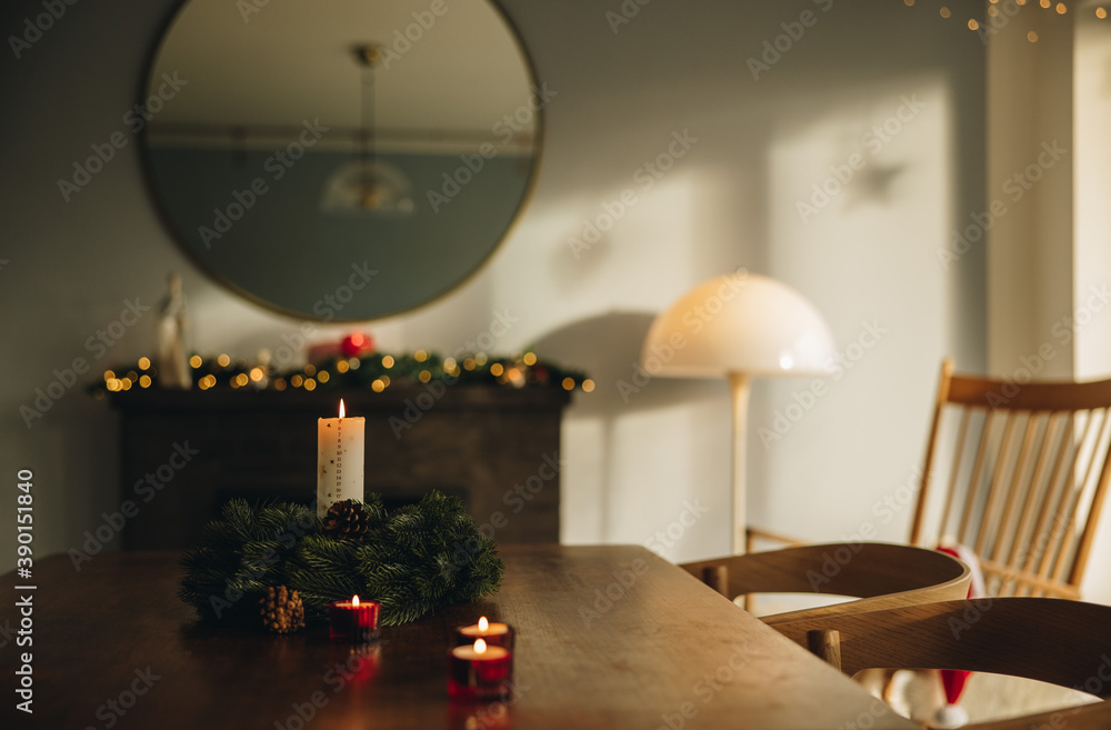 Family home decorated for Christmas celebration