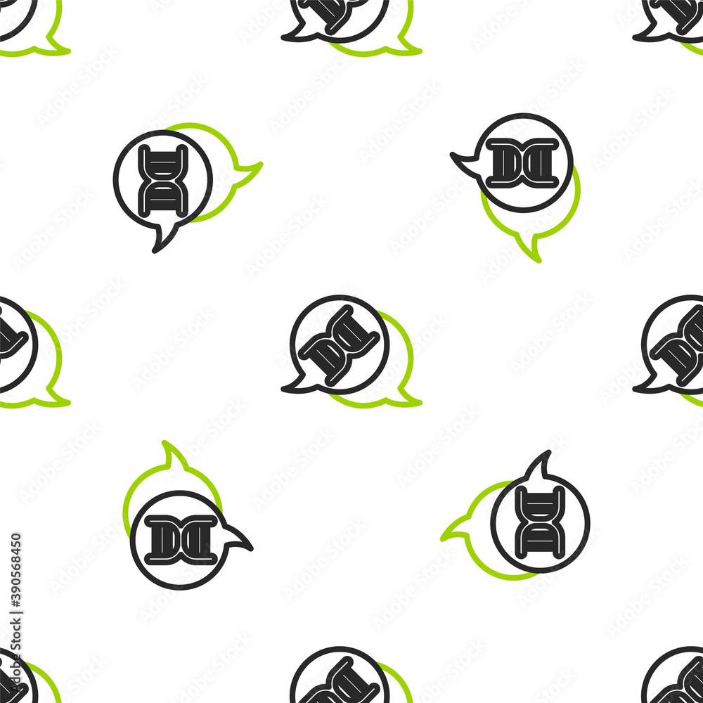 Line DNA symbol icon isolated seamless pattern on white background. Vector.