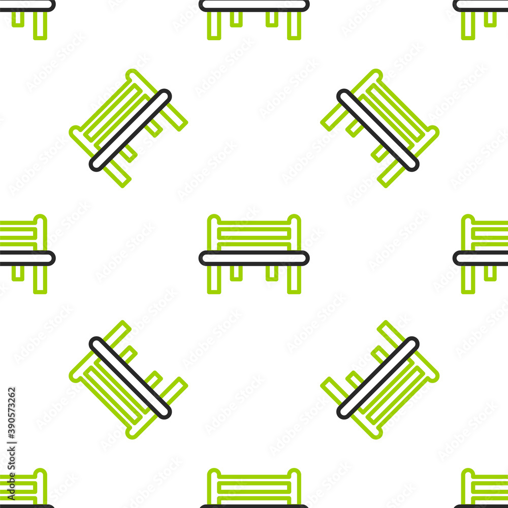 Line Romantic bench icon isolated seamless pattern on white background. Vector.