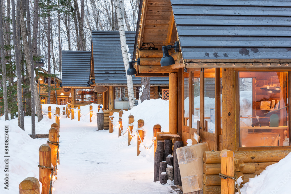 日本北海道富良野冬季小屋