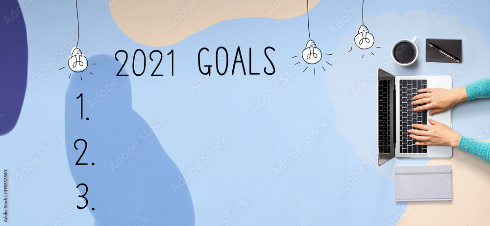 2021 goals with person using a laptop computer