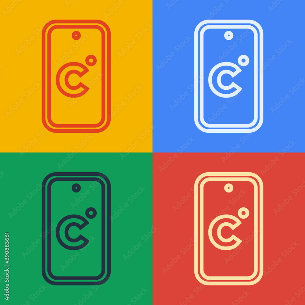 Pop art line Celsius icon isolated on color background. Vector.