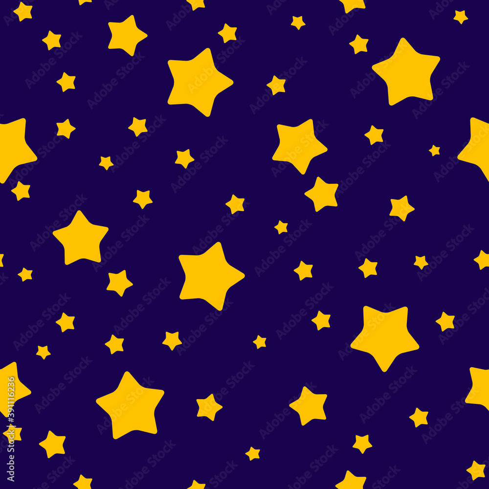 Starry sky seamless pattern background with star. Vector Illustration