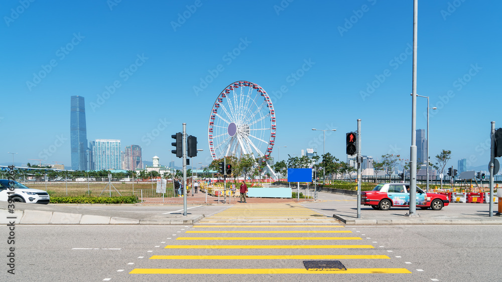 香港摩天轮城市建筑背景