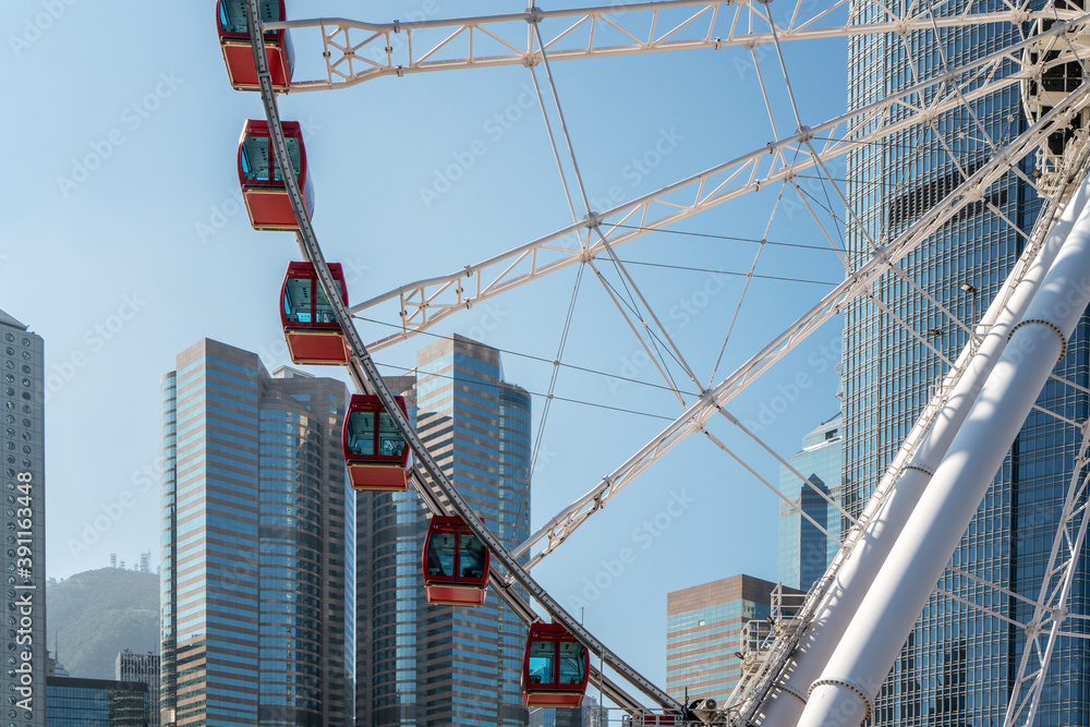 香港摩天轮城市建筑背景