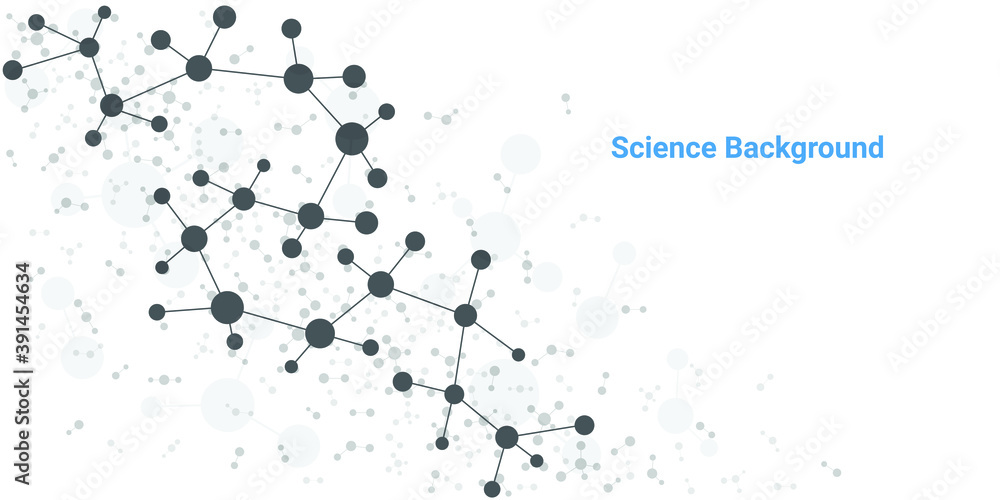 结构分子和通信。Dna，原子，神经元。为您的设计提供科学概念。Connec