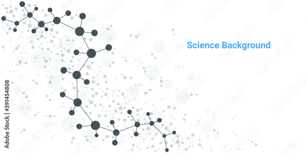 结构分子和通信。Dna，原子，神经元。为您的设计提供科学概念。Connec