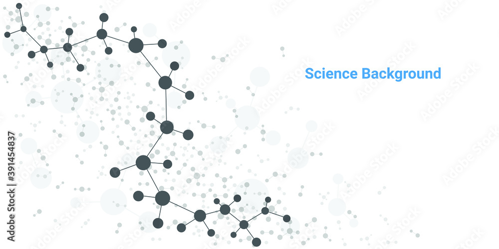 结构分子和通信。Dna，原子，神经元。为您的设计提供科学概念。Connec