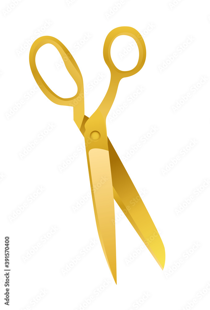 Golden Scissors Icon Isotared on White Background. Vector Illustration