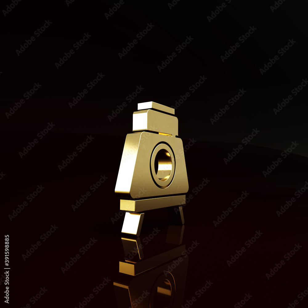 Gold Mars rover icon isolated on brown background. Space rover. Moonwalker sign. Apparatus for study