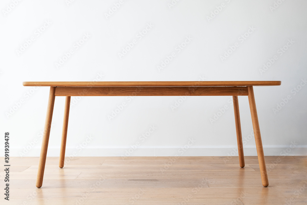 Brown wooden table on wooden floor