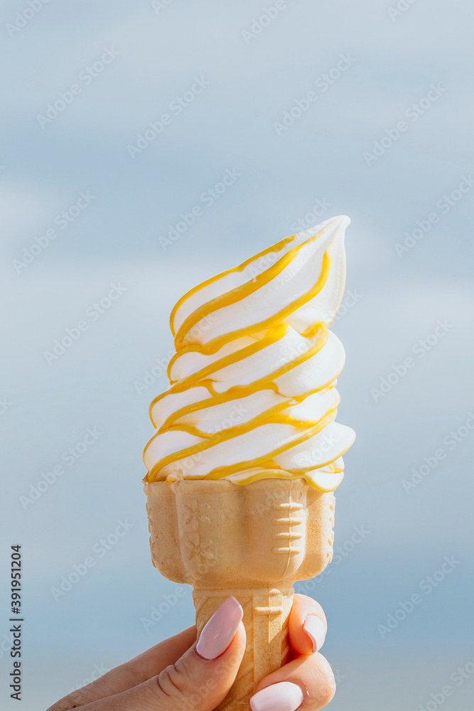 Soft serve ice cream in the summer time