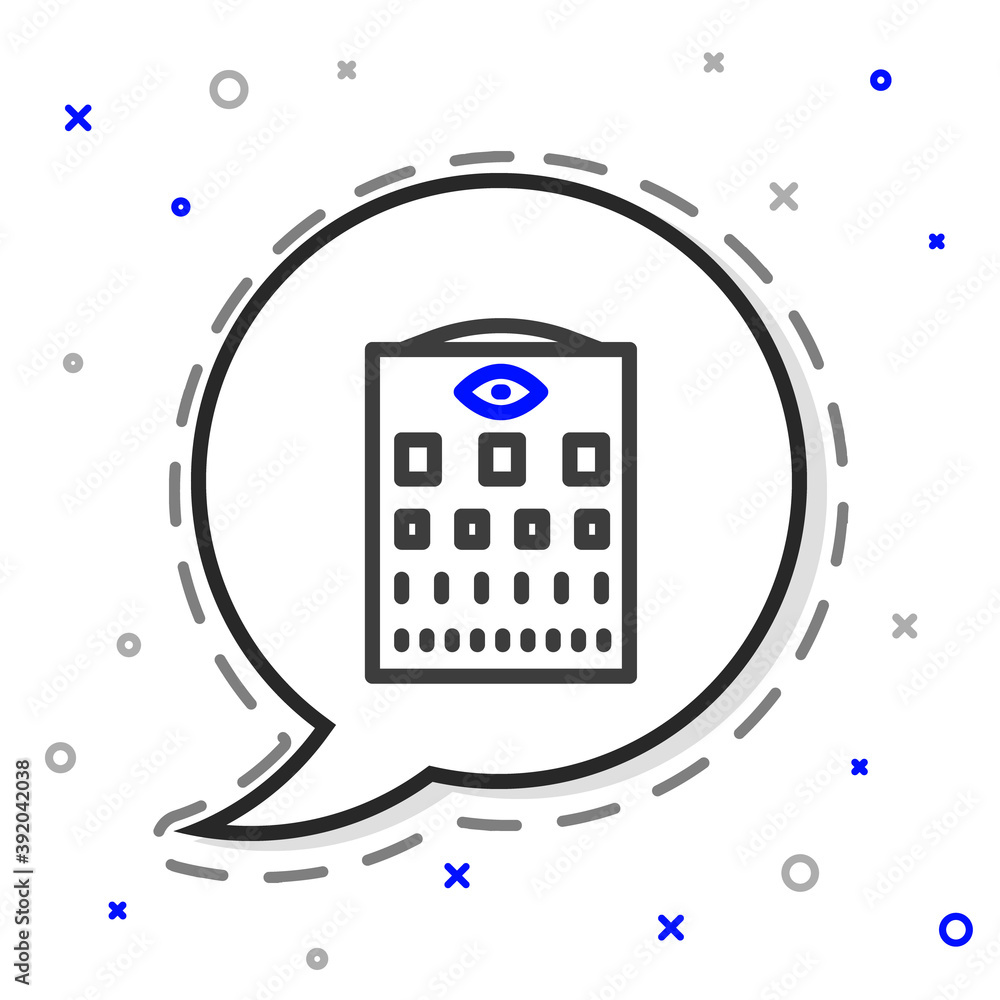 Line Eye test chart icon isolated on white background. Poster for vision testing in ophthalmic study