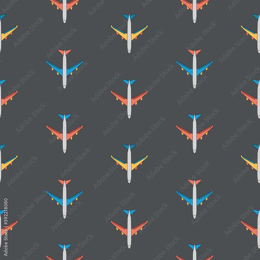 Airplane Seamless Pattern on Background Vector Illustration