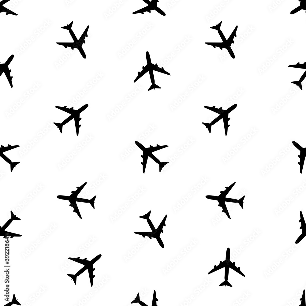 Airplane Seamless Pattern on Background Vector Illustration