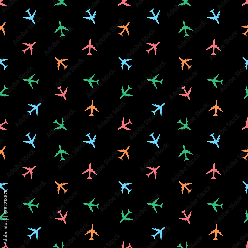 Airplane Seamless Pattern on Background Vector Illustration